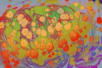 Beautiful abstract art of Ebru marbling painting techniques on water with acrylic paints