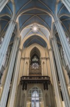 Belgium, 09 13 2019: Neo-gothic interior design of the roman catholic church of Our Lady of Laeken