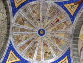 Mural painting representing life in the medieval town, 20th century, Parish Church of Our Lady of
