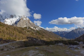 Landscape with mountains in Triglav national park in Slovenia at spring