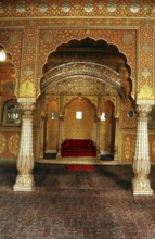 Famous Anup Anoop Mahal with gold work inside Junagarh fort, Bikaner, Rajasthan, India