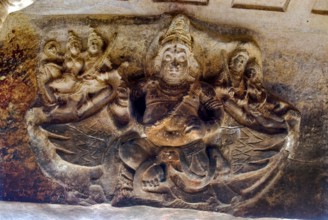 Bracket figure in cave three, cave temple 6th century 578 AD, Badami, Karnataka, India