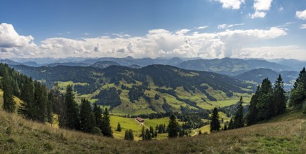 Beautiful sunset hike to the Hochgrat on the Nagelfluhkette near Oberstaufen in Allgäu, Bavaria