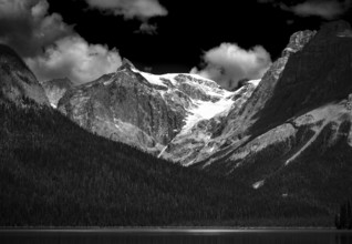 Emerald Lake and the Canadian Rocky Mountains as seen from inside Yoho National Park, in British