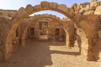 Interior of Qasr Al Hallabat desert castle in Jordan