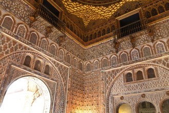 Spain, Andalusia. The Alcazar in Seville. Wooden dome in the Salon de Embajadores Austria