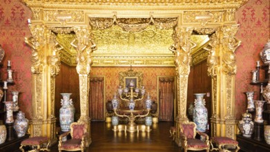 Turin, Italy, April, 2023: Royal Palace Chinese Cheramics Room. Luxury elegant ancient interior,