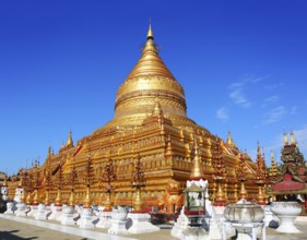 The golden Shwezigon Pagoda (Shwezigon Paya) in Bagan, Myanmar (Burma)