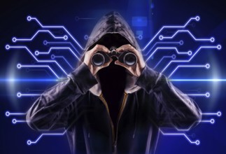 picture of a hacker with a spyglass