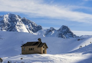 View of a Chapel in the Dolomites at the Pordoi Pass