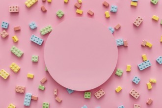 Flat lay candy blocks with copy space