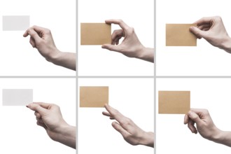 Crop hands with visiting cards. Resolution and high quality beautiful photo