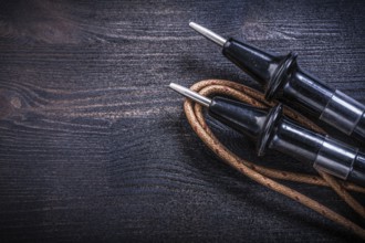 Long-term electrical tester for wood surface Electricity concept