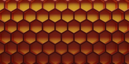 Red honeycomb or hexagon background us as header or backdrop, 3d rendering