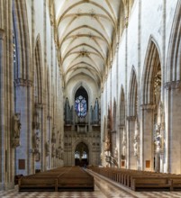 Germany - 14 July 2020: view of the nave and west end with organ in the minster of Ulm