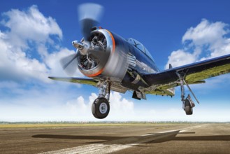 sports plane while take off