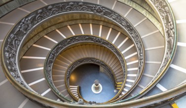 ROME, ITALY - CIRCA SEPTEMBER 2020: the famous spiral staircase with double helix. Vatican Museum,