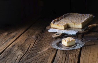 Succulent tin cheesecake with crumbs