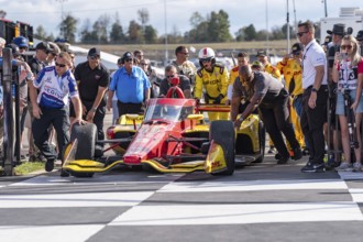 ALEX PALOU (10) (ESP) of Barcelona, Spain pulls into Victory Lane after winning the Astor Cup and