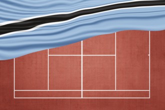 Botswana Flag on Clay Tennis Court, Sports Symbol