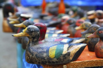 Duck decoy arrangement row colorful hand painted for hunters