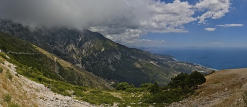 View from the Llogara mountain pass on the southern part as panorama stich