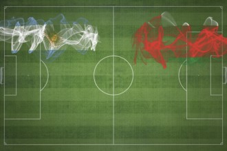 Argentina vs Oman Soccer Match, national colors, national flags, soccer field, football game,