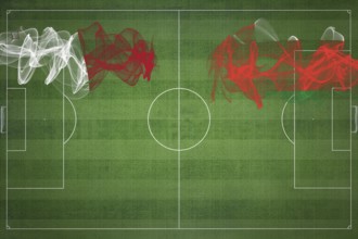 Malta vs Oman Soccer Match, national colors, national flags, soccer field, football game,