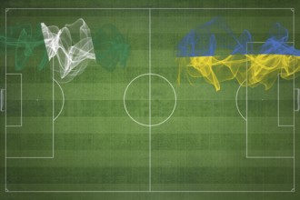 Nigeria vs Ukraine Soccer Match, national colors, national flags, soccer field, football game,