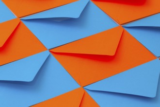 Different red and blue envelopes on the table