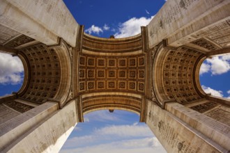 Arc de Triomphe in Paris Arch of Triumph low angle view at France