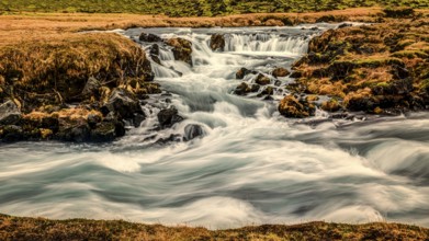 Waterfalls on the river with cold water