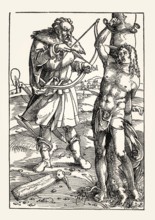 Martyrdom of Saint Sebastian, woodcut, 16th century