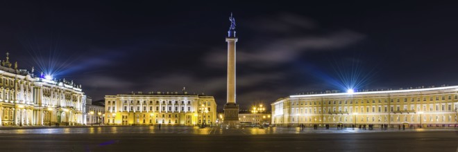 Nightview of the magnificent Palace Square in the old town of Saint Petersburg