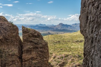 Scenic view from a gorge over the landscape of Big Bend NP, USA