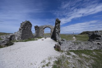 Ruins of the ruined St Dwynwen Church, Llanddwynn Island, Newborough, Anglesey, Wales, Great