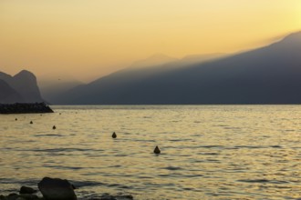 Beautiful morning at the Lake of Garda in Italy in Summer time