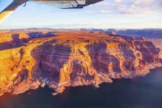 Photo from a bird's eye view. Lake Powell is a reservoir on the Colorado River. USA. States of Utah
