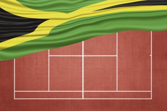 Jamaica Flag on Clay Tennis Court, Sports Symbol