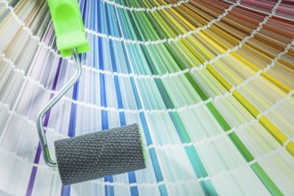 Set of paint roller color sampler on white background
