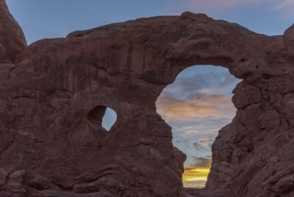Sunset over Turret Arch in the Arches National Park, USA