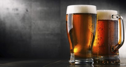 Composition with two glasses of beer