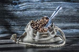 Bag with beans and shovel