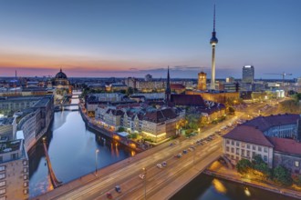 The Berlin skyline with the TV tower during the blue hours