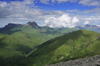 Beautiful summer landscape with clouds in Caucasus Mountains, Russia