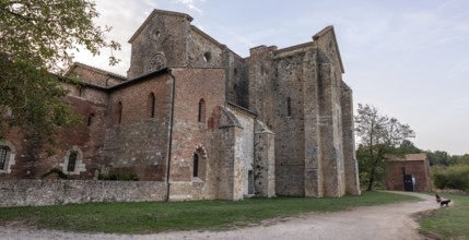 Ruin of the medieval Cistercian monastery San Galgano in the Tuscany, Italy