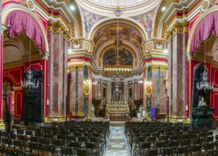 Mdina, Malta, 22 December, 2023: view of the central nave and altar in the Metropolitan Cathedral