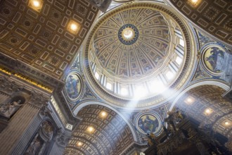 The interior of the Dome of St Peter's Basilica. It is an Italian Renaissance church in Vatican