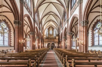 Sundsvall, Vastnorrland County, 08 02 2019: Symmetric interior of the decorated Gustav Adolfs