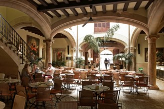 Grand Cafe Cappuccino in a former city palace with inner courtyard, inner courtyard in the Sant